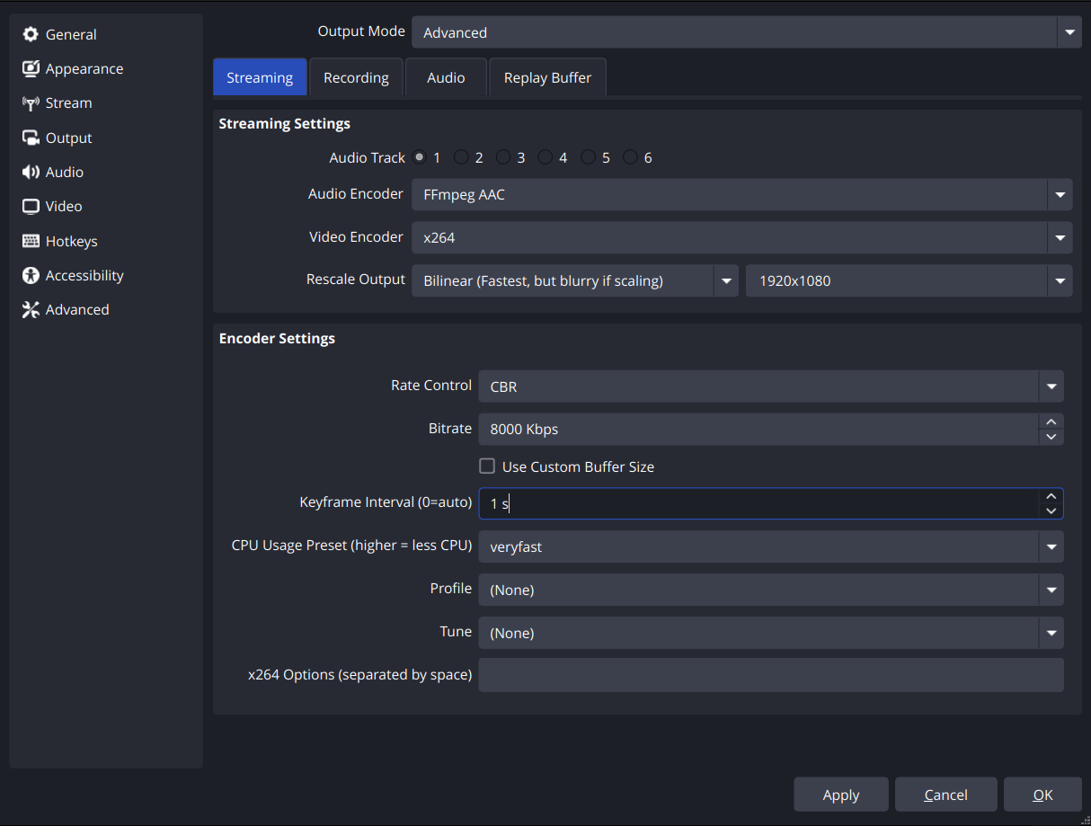 CPU Encoder Settings